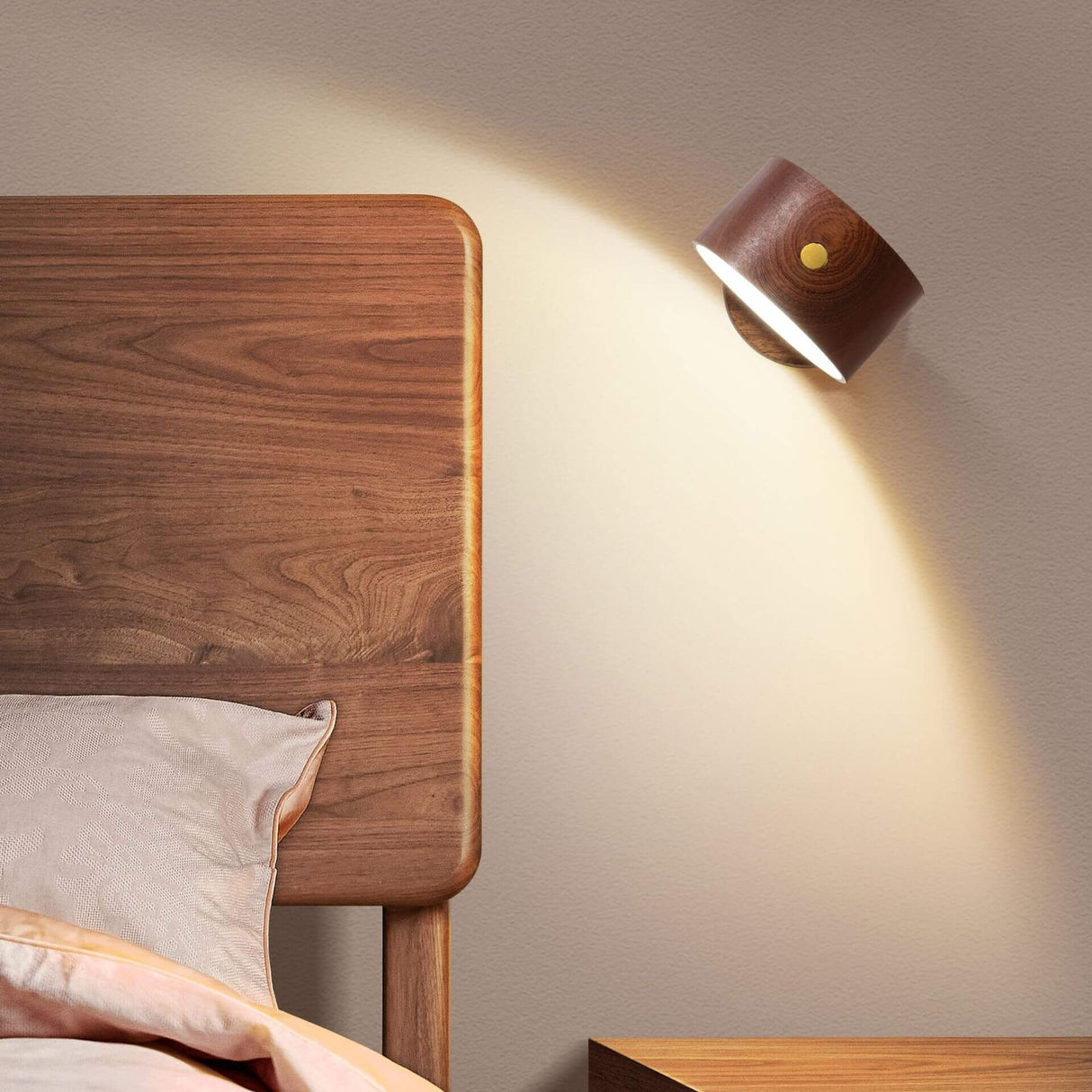 LumaWood Magnetische USB LED Wandlampe | Wiederaufladbar | Touch-Steuerung | Nachtlicht aus Holz