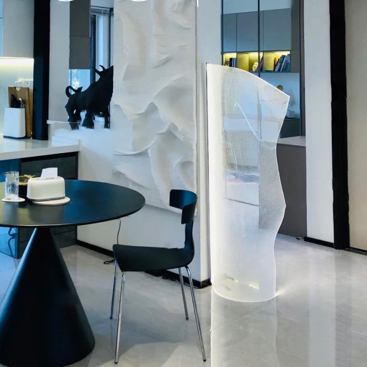 LumeCurve Stehlampe im Art-Deco-Stil | Unregelmäßige Form | Aluminium & Acryl | LED-Design für Wohnzimmer