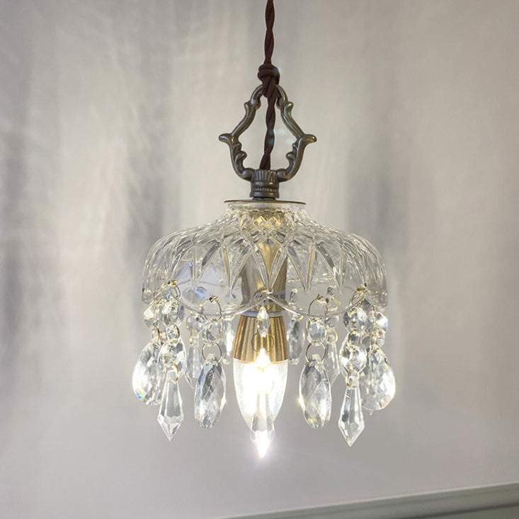 LumiFlora Vintage Kristall Pendelleuchte | Blumendekor | 1-Licht | Verschiedene Größen | Elegante Beleuchtung