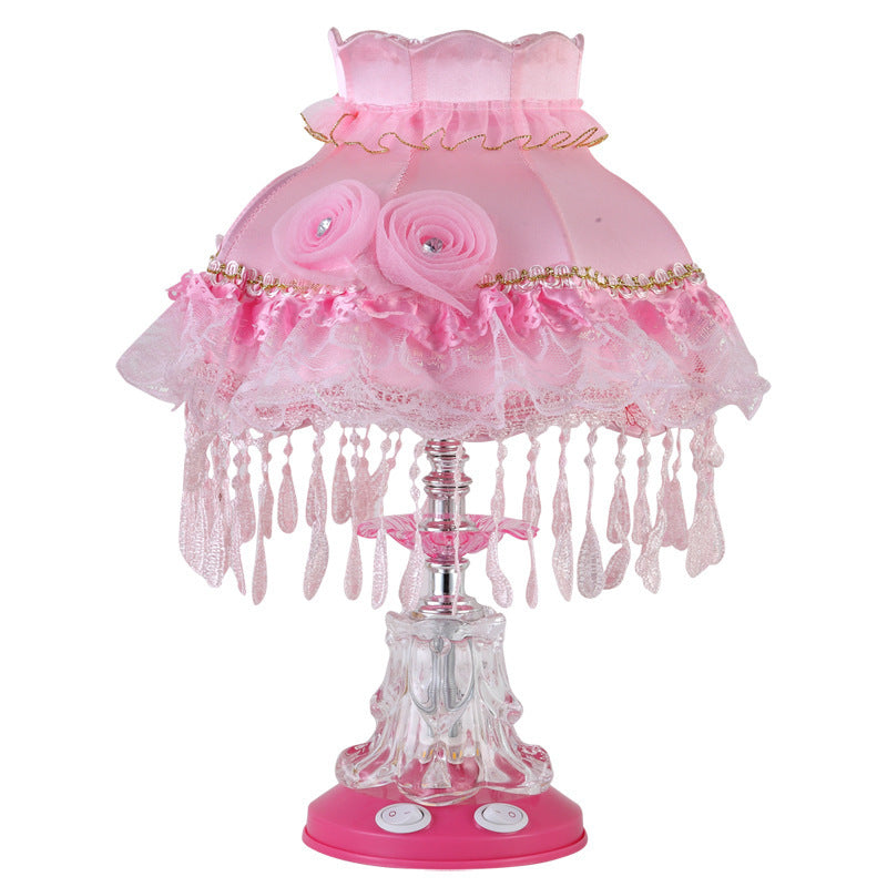 Elarion Glow Tischlampe | Europäisches Design | Stoffschirm & Glasfuß | Dimmbar | Romantische Beleuchtung