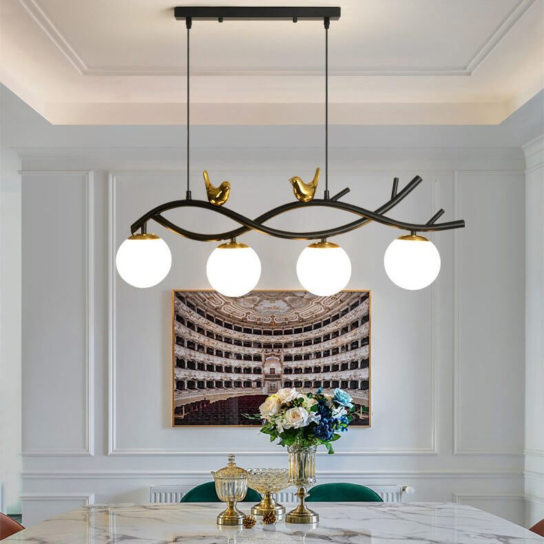 AuriFlock Nordic Design Vogel-Kronleuchter | Kreativ | 4-flammig | Hängeleuchte für Wohnräume