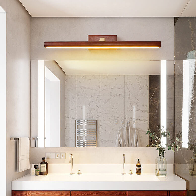 Vionova Nordic Minimalist Walnut Kupfer LED Wandleuchte | Dimmbar | Badezimmer- und Spiegelbeleuchtung | Elegantes Design