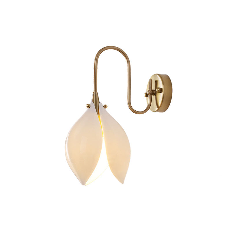 Magnoliva Keramikwandleuchte | Retro-Blumendesign | Eisenrahmen | Schlafzimmerbeleuchtung