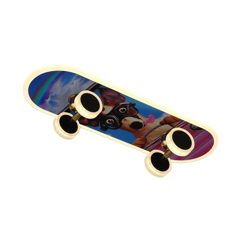 SkateBright LED Deckenleuchte | Cartoon Skateboard Design | Kinderzimmer Beleuchtung | Dimmbar | Acryl