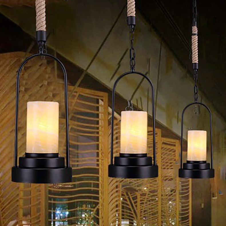 HempCandle Industrielle Pendelleuchte | Vintage Seil-Design | 1-flammige LED-Hängeleuchte | Rustikaler Stil