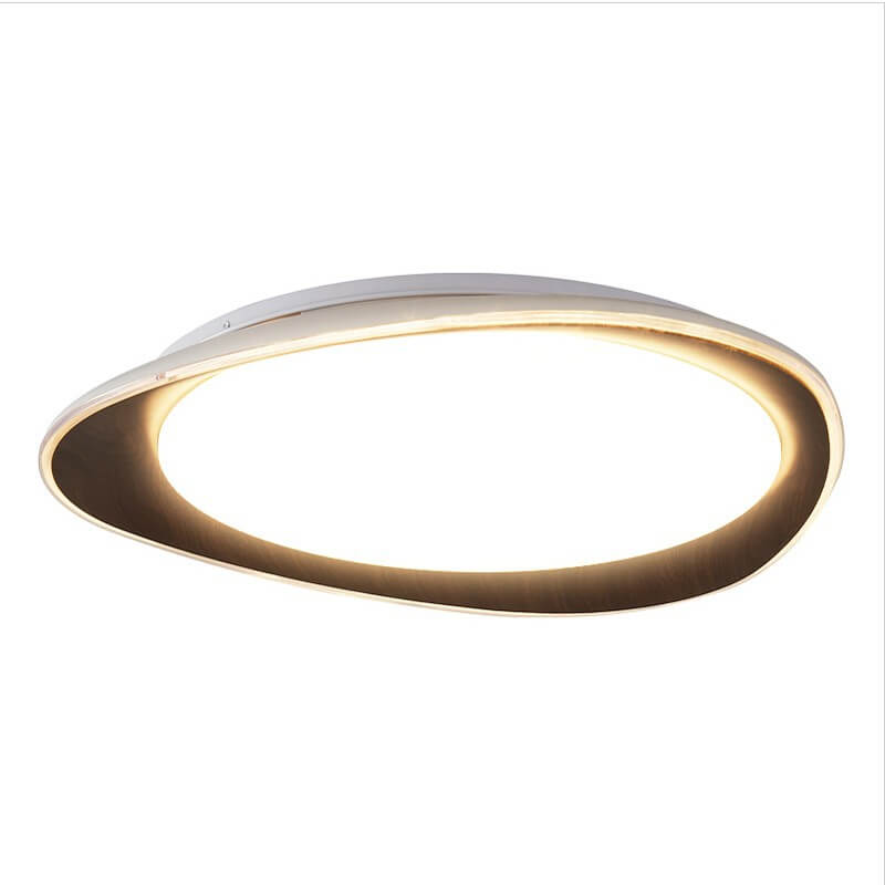 PebbleLuxe Minimalistische LED Deckenleuchte | Holzoptik | Flaches Design | Dimmbare Beleuchtung