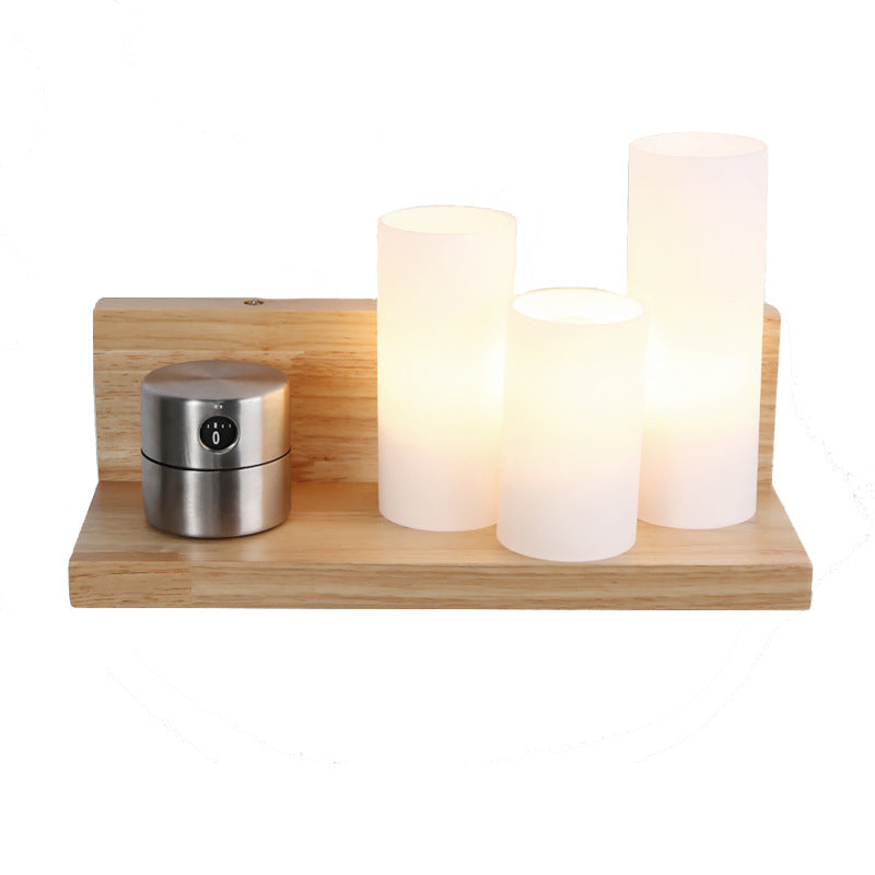 ZenCylin Wandlampe | Japanisches Minimalistisches Design | Holz & Glas | 1-Licht