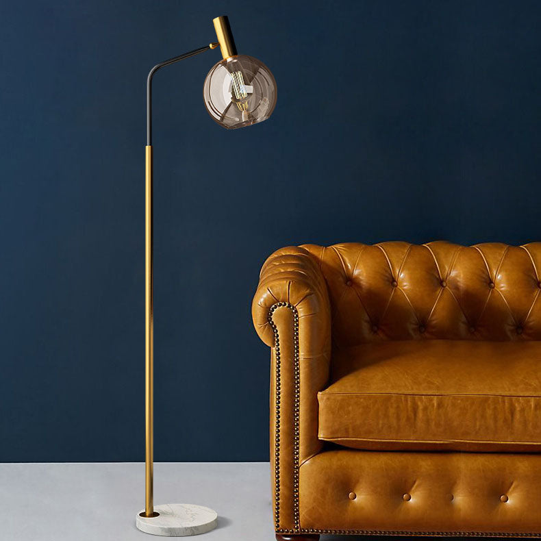 Illureva Nordic Minimalistische Stehlampe | Glaskuppel | Marmorsockel | 1-Licht Design | Eleganz für Wohnzimmer & Büros