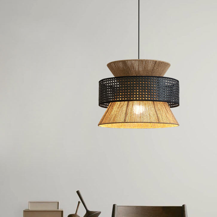 ArtraHaven Handgewebte Rattan Pendelleuchte | Traditioneller Zen-Stil | Natürliche Eleganz | Wohnzimmerbeleuchtung