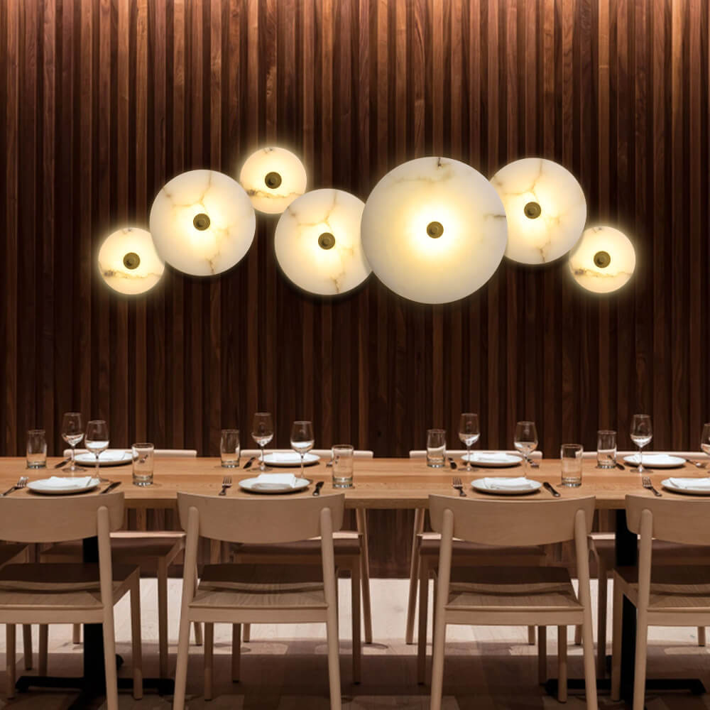 Marblios Runde LED Wandleuchte | Luxus-Marmor & Acryl-Design | Warmes Licht | Modern & Stilvoll für Wohnzimmer & Schlafzimmer