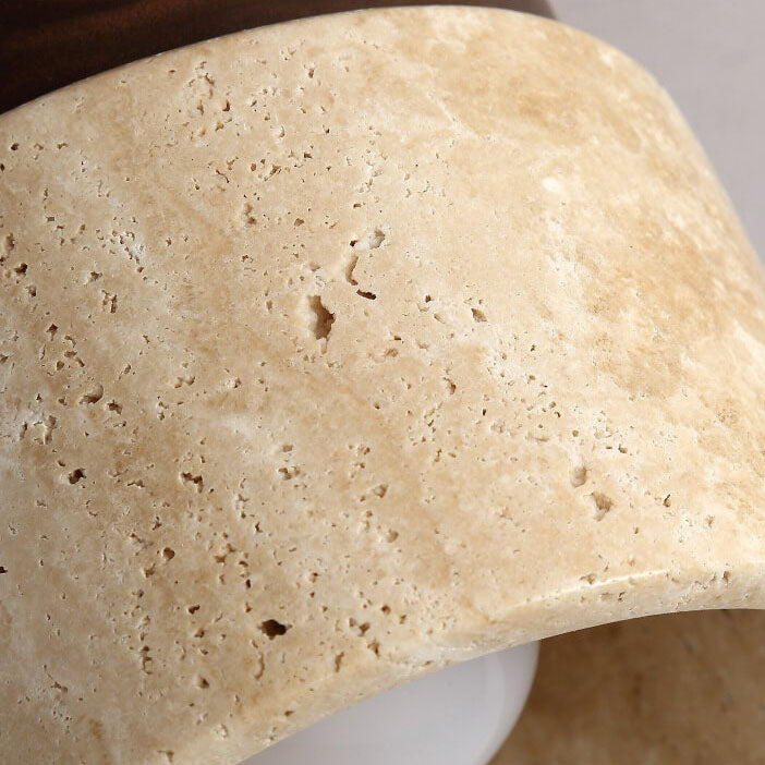 TravertiLux Runde Travertin Deckenleuchte | Vintage Design | Flächenbündige Montage | Ideal für Flur