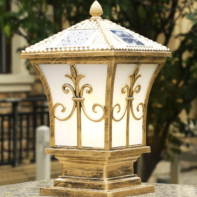 SolarLum Vintage LED Säulenleuchte | Wetterfest | Solar- und Strombetrieb | Dekorative Außenbeleuchtung