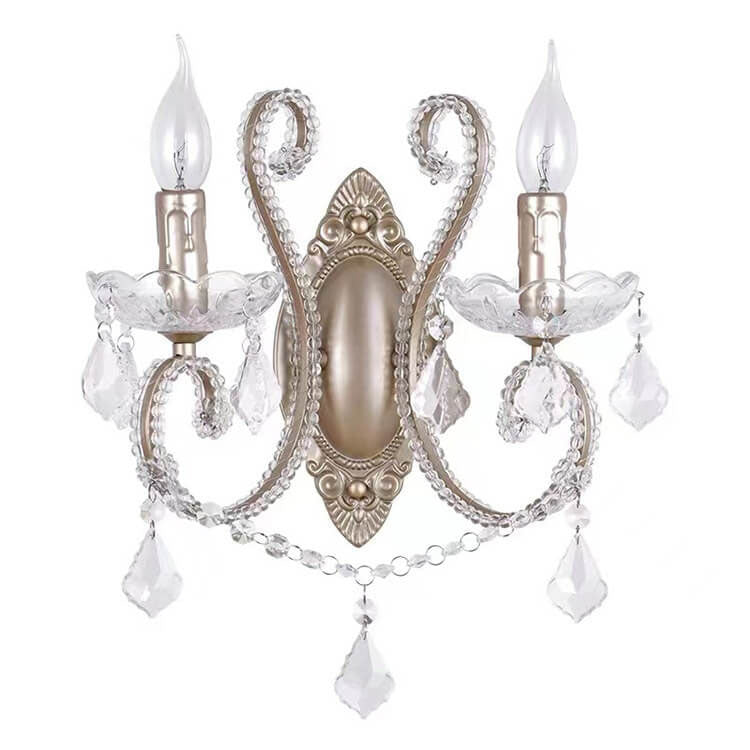 Glorianda Vintage Kristall-Wandlampe | Kerzenhalter-Design | 1-2-flammig | Europäischer Stil