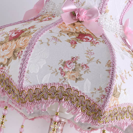 Tasséa Tischlampe mit romantischem Stoffdesign | Europäischer Stil | Dekorative Quasten | Perfekt für Wohnzimmer & Schlafzimmer