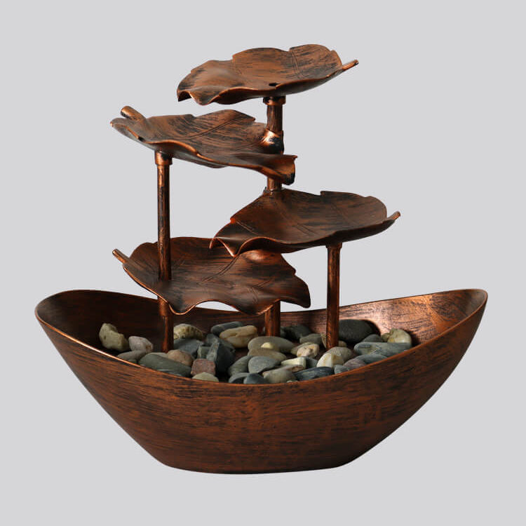 Aqualis Flow LED Tischbrunnen | Kreatives Lotusblatt-Design | Dekorative Lampe mit Wasserlauf