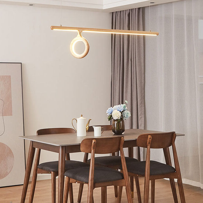 KuroLume LED Holzleuchter | Japanisches Design | Moderner Holzstreifen-Kronleuchter | Warmweiß & Kaltweiß