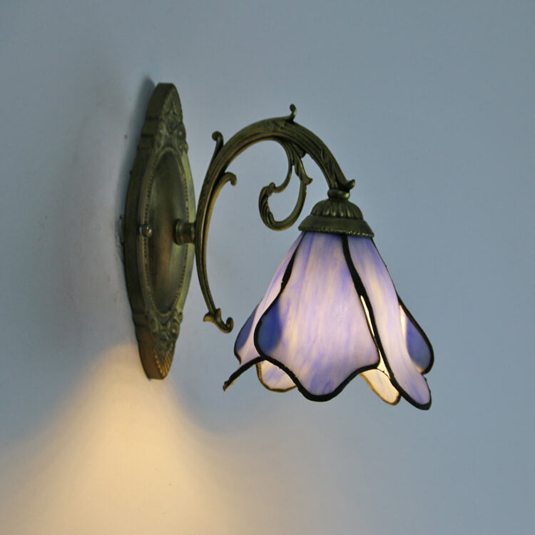 TiffanyBloom Vintage Glas Wandlampe | Buntglas | Einzigartiges Design | Beleuchtung für Zuhause