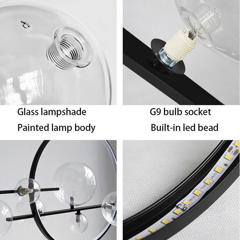 GlintSphere Elegante Glas Pendelleuchte | Magische Bohnenform | 7/10-Licht Island-Leuchte