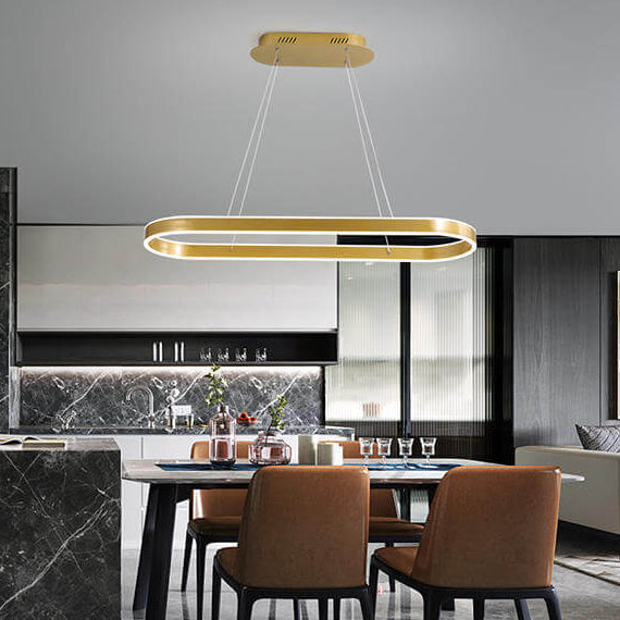 LumaOval Minimalistische LED Pendelleuchte | Ovales Aluminium-Design | Dimmbares Licht | Luxus Kronleuchter