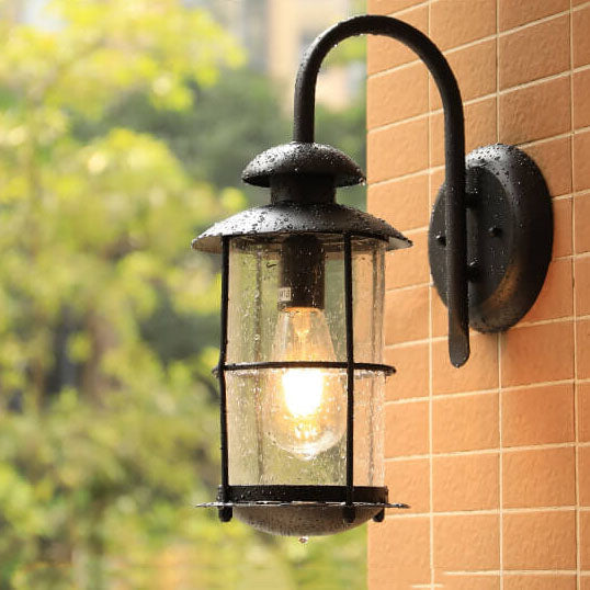 Aurovia Vintage Outdoor Wandleuchte | Wasserdicht | Eisen & Glas | 1-Licht Design | Ideal für Terrasse & Garten