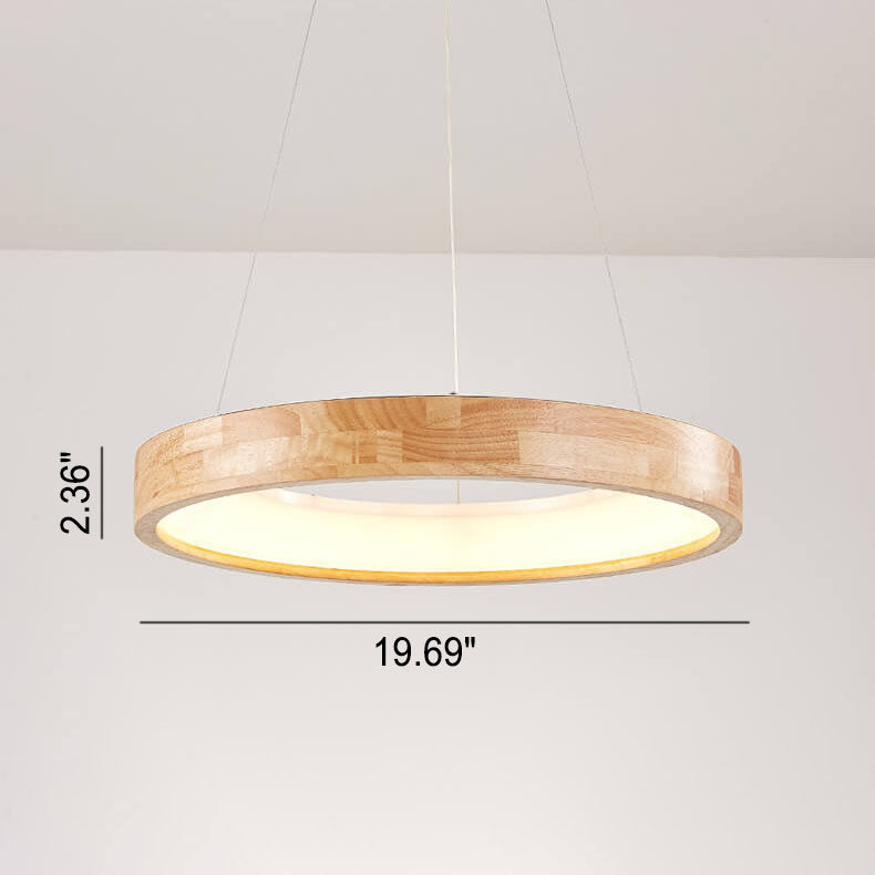 ZenCircle Japanischer LED Kronleuchter | Minimalistisches Design | Holzring | Dimmbar