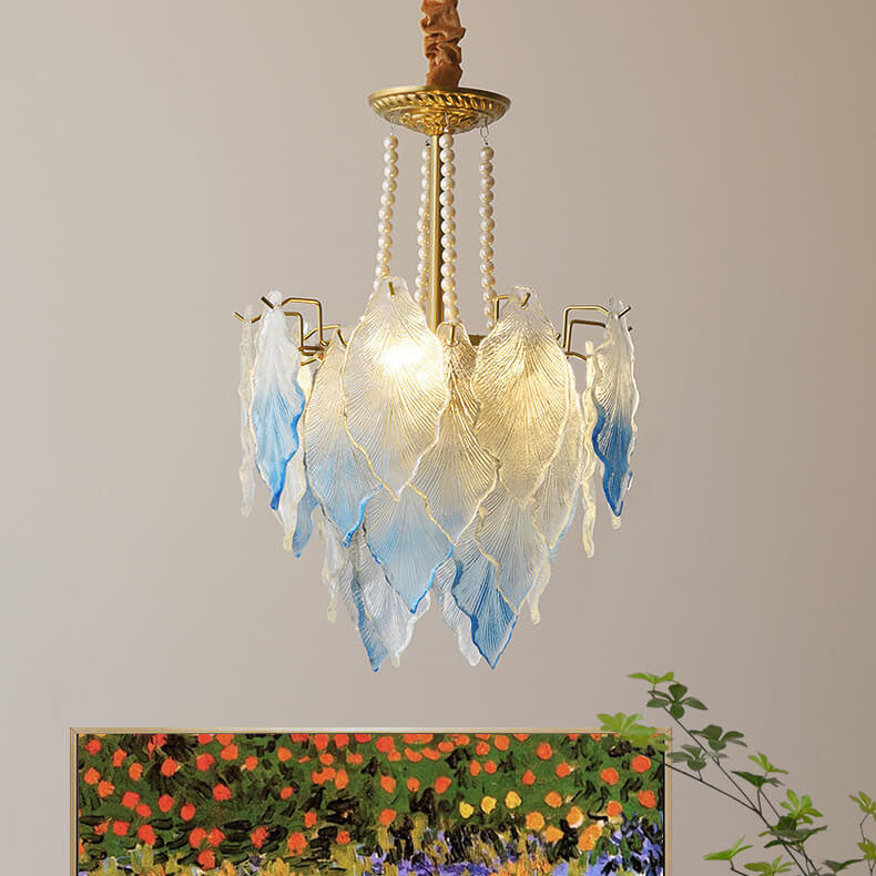 LeafElegance Kronleuchter im französischen Stil | Baumblatt-Design | 3/6/9/12 Lichter | Eisen & Kupfer mit Glaskristallen