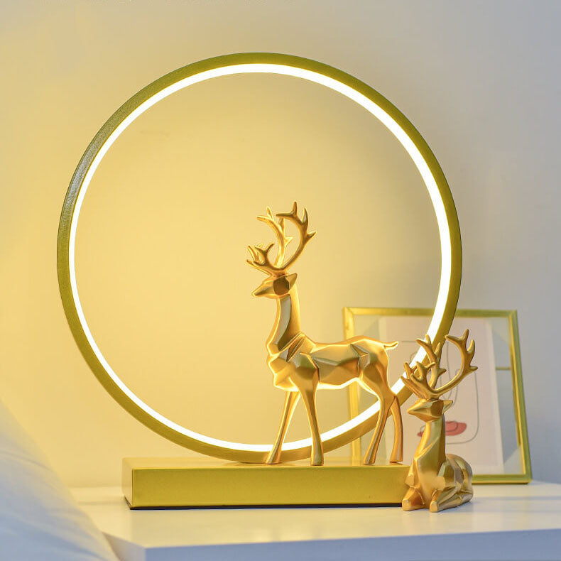 CircleLume USB LED Nachtlicht | Nordic Design | Tischlampe mit Hirschfigur | Warmweißes Licht & Dimmbar