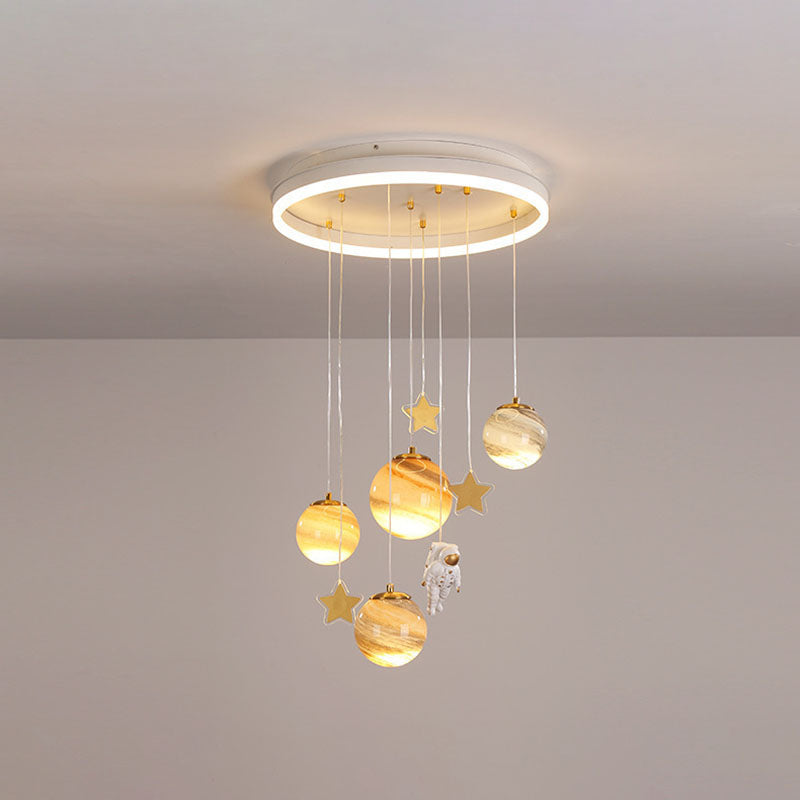 AstroGlow Kinder Deckenleuchte | Skandinavisches Planeten-Design | Acryl & Glas | LED Flush Mount
