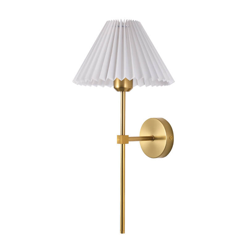 LumiElegance Vintage Wandlampe | Plissee-Stoffschirm | Eleganter Arm | Klassische Beleuchtung