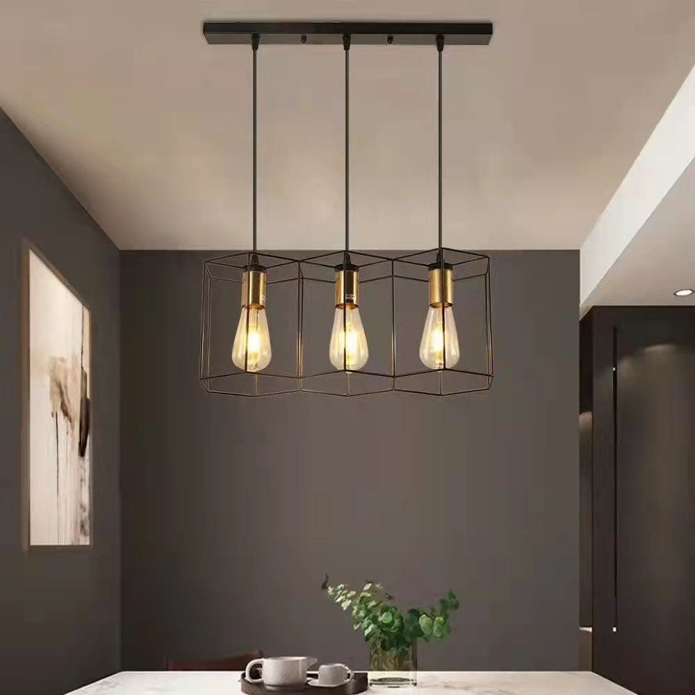 Ironis Vintage Kronleuchter | Geometrisches Design | 3/5-flammige Inselbeleuchtung | Industrieller Stil