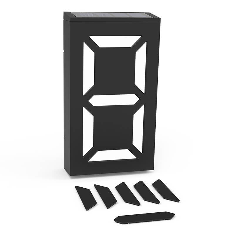 LumenSign Solar LED Wandleuchte | Türschild mit RGB-Beleuchtung | Außenleuchte | Modernes Design