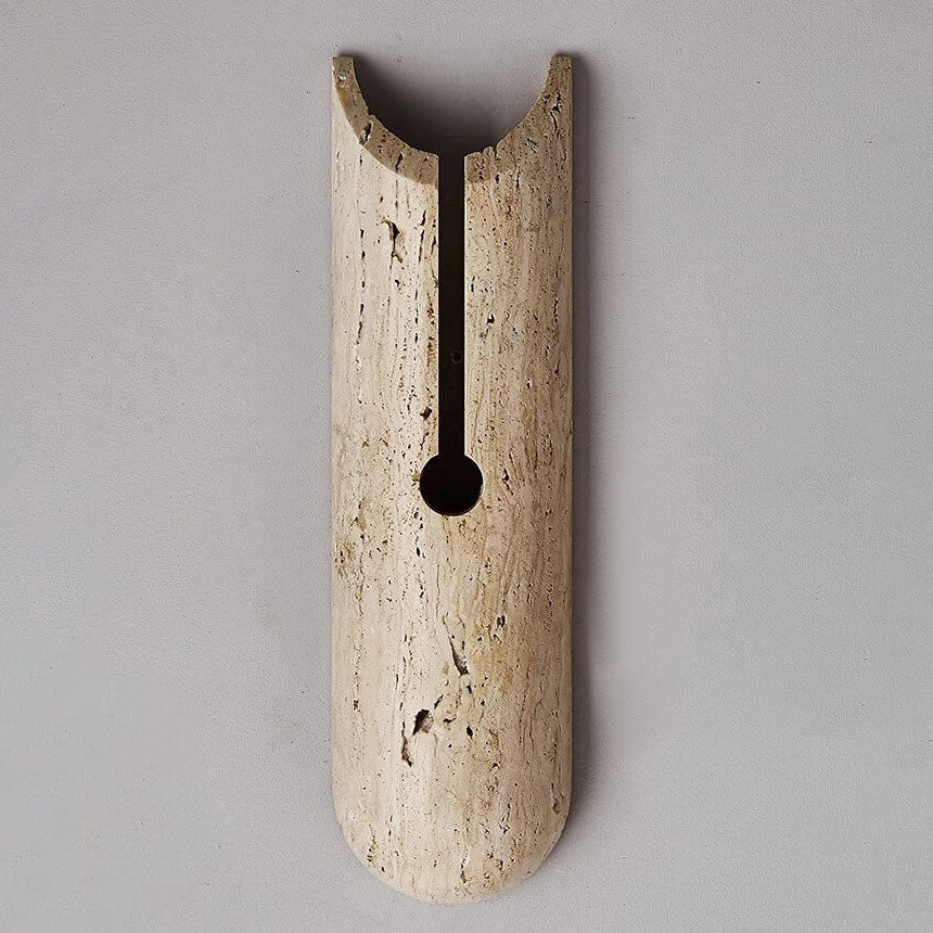 Travova Japanische Wandleuchte | Gelber Travertin Halb-Oval Design | Wohnzimmerlicht