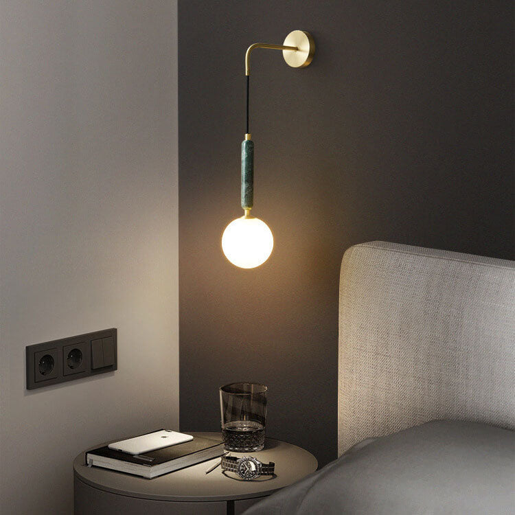 Marbelis Sphere LED Wandleuchte | Moderner Luxus | Marmor-Arm & Kugelschirm | Dekorative Beleuchtung