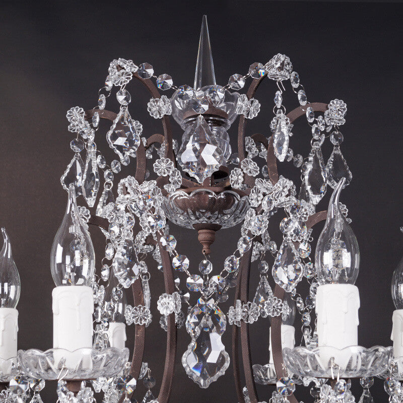 SolisLuxe Vintage Französische Kristall-Kerzenleuchter Tischlampe | 6 Lichter | Rustikale Eleganz | Luxuriöse Wohnzimmerdekoration