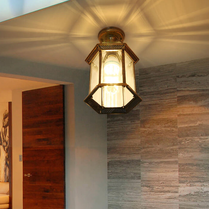 HexaLux Außenlaterne Deckenleuchte | Wasserdicht | Hexagonales Design | Semi-Aufbau-Montage