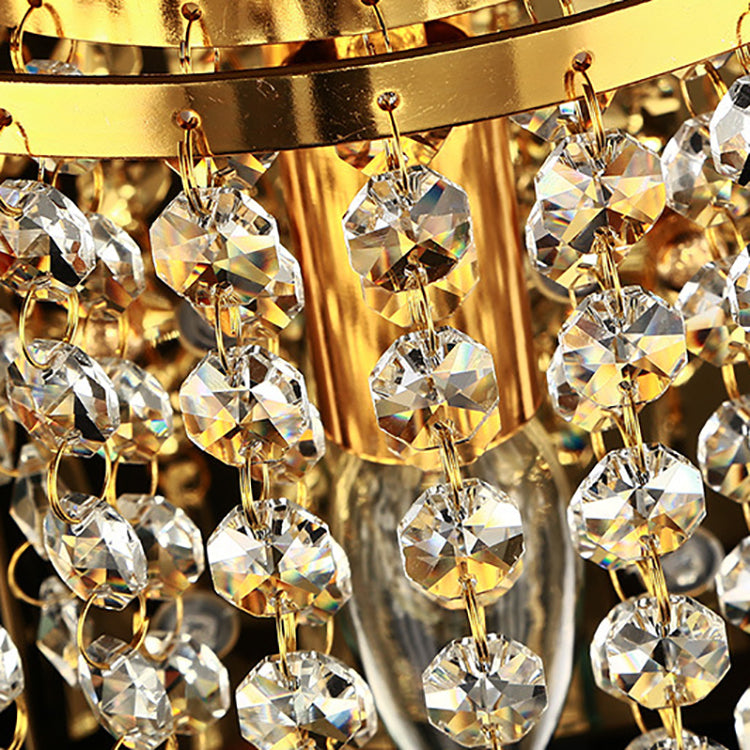 LuxeRadii Kristall Wandleuchte | Halbrunde Luxuslampe | Edelstahl & Perlen Design | 1-Licht Wandbeleuchtung