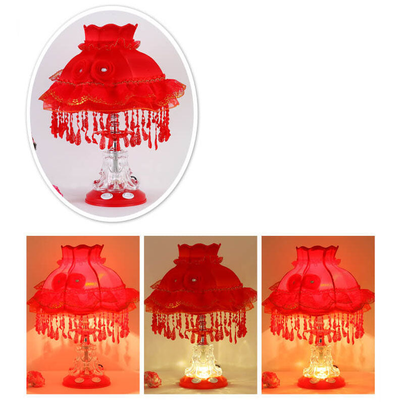 Elarion Glow Tischlampe | Europäisches Design | Stoffschirm & Glasfuß | Dimmbar | Romantische Beleuchtung