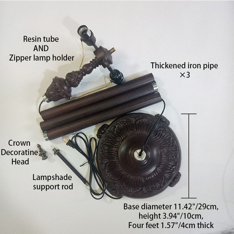 Rosevita Stehlampe | Traditionelles Tiffany-Design | Glas mit Rosenmotiv | 2-flammige Beleuchtung für Schlafzimmer