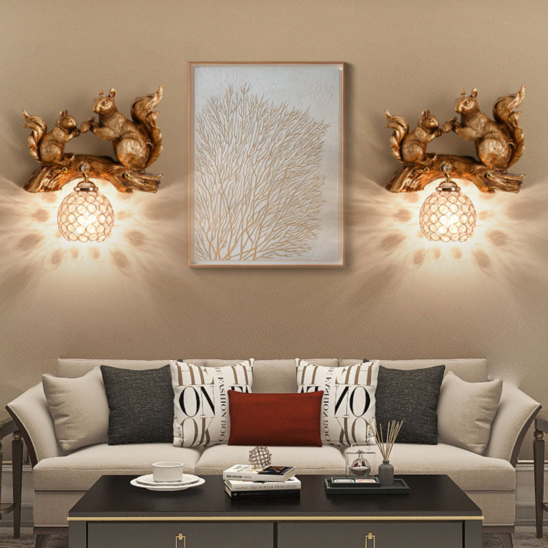 Crystanova Wandleuchte | Kreatives Eichhörnchen-Design | Kristall-Details | 1-flammige Lampe für Schlafzimmer