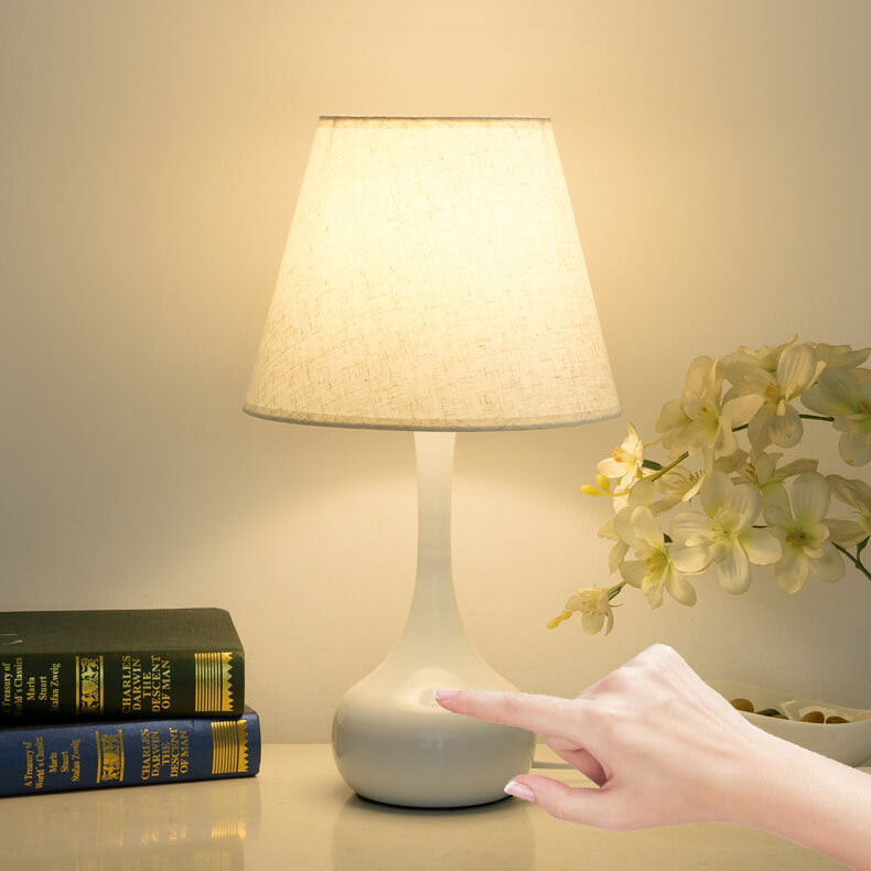 NoctaLoom Nordic Tischlampe | Vintage Design | Stoffschirm & Eisenbasis | Touch-Schalter