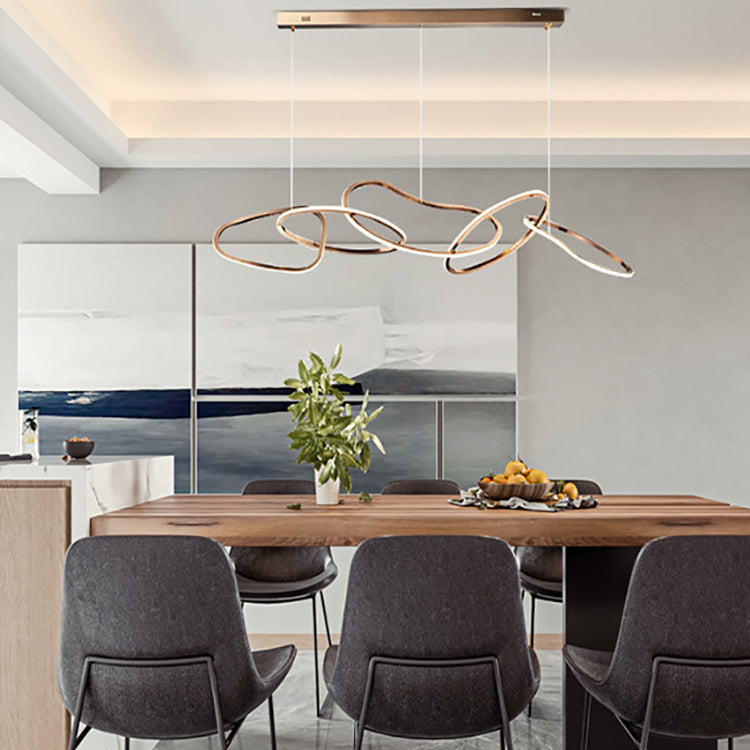 LuxeHalo Nordic LED Kronleuchter | Edelstahl Rund | Dimmbar | Esszimmer & Wohnräume