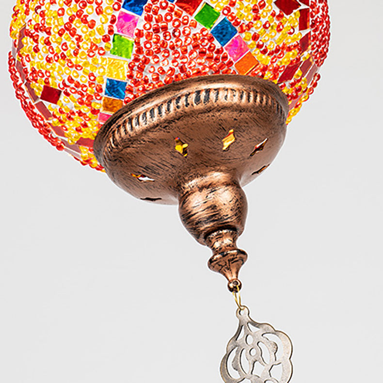 BohoSphere Pendelleuchte | Buntglas Kugelschirm | 1 Licht | Wohnzimmer Deko