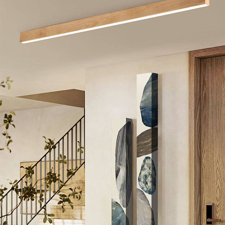 LumiGrain Minimalist LED Deckenleuchte mit Holzoptik | Aluminiumstreifen | Warmes, neutrales & weißes Licht | Moderner Stil