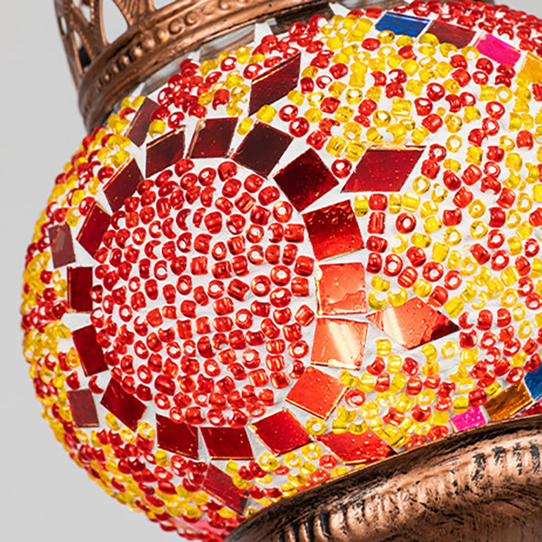 BohoSphere Pendelleuchte | Buntglas Kugelschirm | 1 Licht | Wohnzimmer Deko