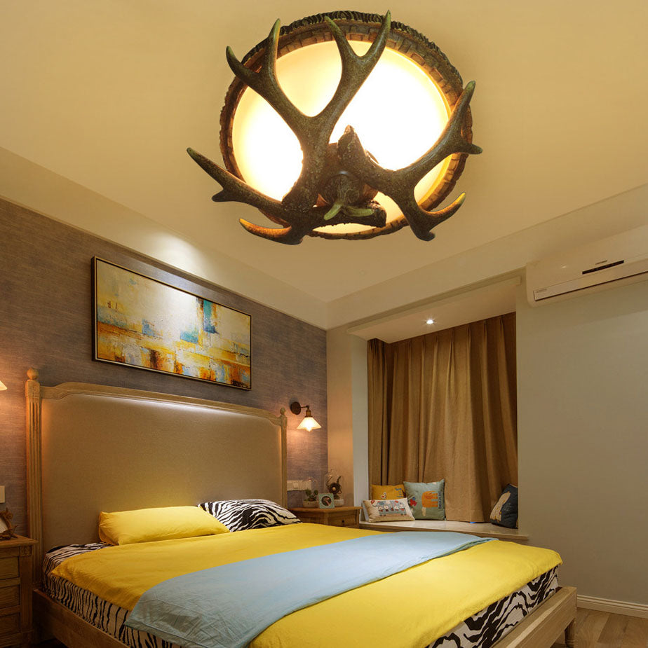 LumiHorn Vintage Deckenleuchte | Harz & Glas | 2/3/5-flammige Beleuchtung | Rustikaler Industrie-Stil