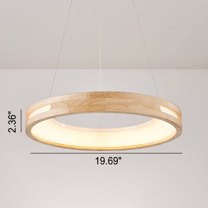 ZenCircle Japanischer LED Kronleuchter | Minimalistisches Design | Holzring | Dimmbar