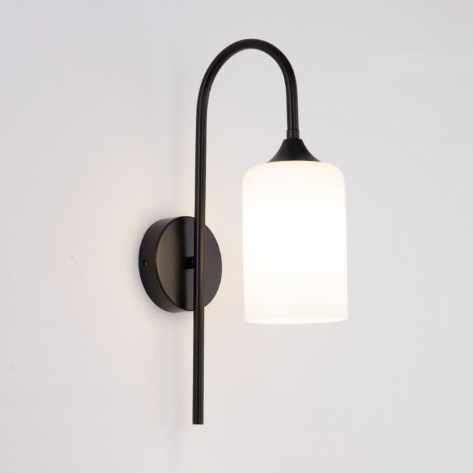 GlintArc Wandlampe | Minimalistisches Zylinderglasdesign | Flexibler Arm | 1-Licht Wandleuchte für stilvolle Räume