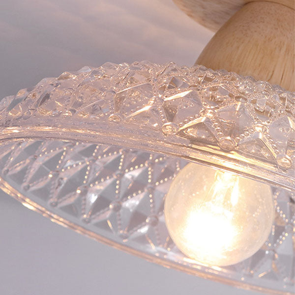 Logra Japanese Minimalist 1-Licht Semi-Flush Mount Deckenleuchte | Holz & Glas | Stimmungslicht | Deko für Zuhause