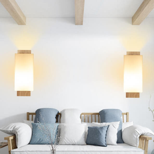 ArchiGlow Wandleuchte | Modern Minimalistisch | Holz & Glas Säule | 1-flammig | Wandlampe