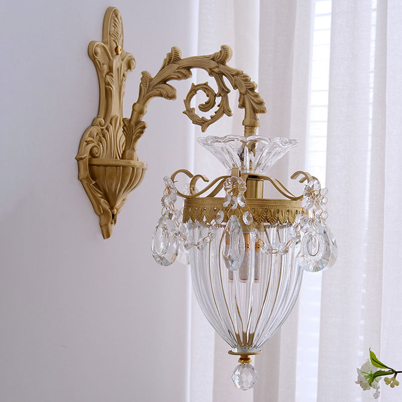 VersaLume Französische Wandlampe | Messing & Kristall | Elegantes Design | 1-2 Flammen | Für Wohnzimmer & Flur